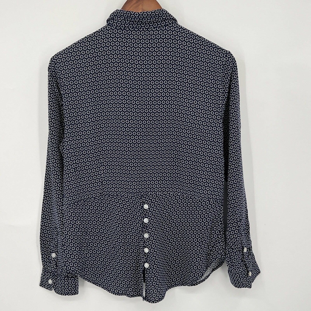 A.L.C. Womens Button Front Top M Collared Long-Sleeve Rayon Split Back Detail